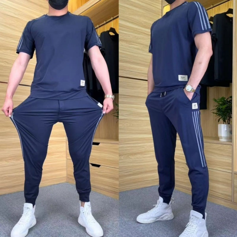πποΈ50% OFF-Men's High Stretch Short Sleeve Top & Jogging Pants 2-Piece Set