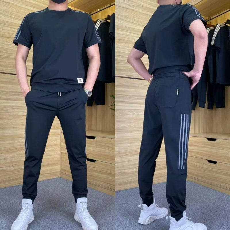 πποΈ50% OFF-Men's High Stretch Short Sleeve Top & Jogging Pants 2-Piece Set