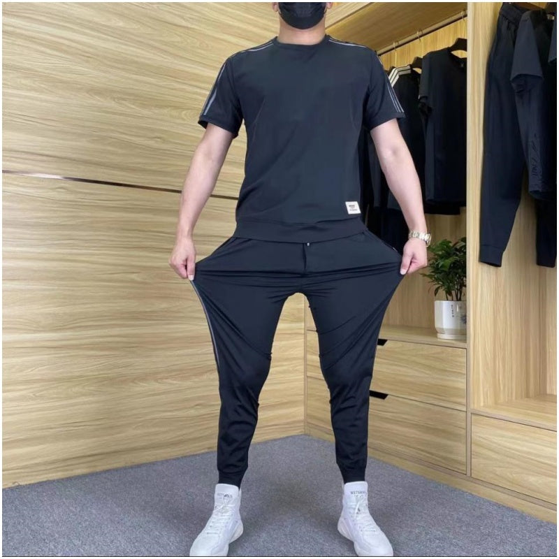 πποΈ50% OFF-Men's High Stretch Short Sleeve Top & Jogging Pants 2-Piece Set